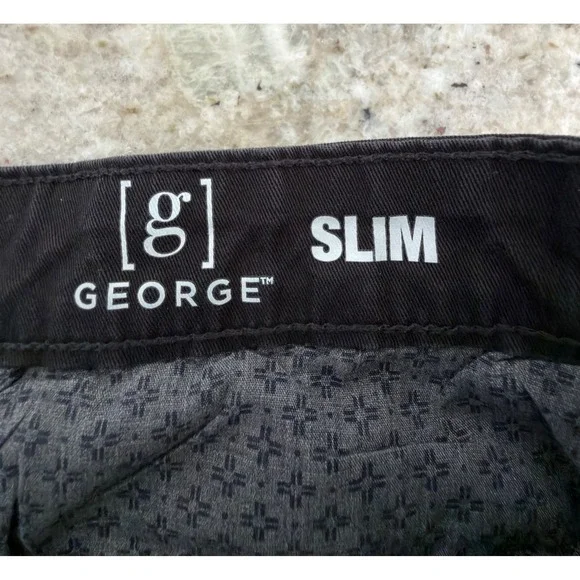 George Slim Fit Black Chino Pants Men's 32x30 - Picture 3 of 5